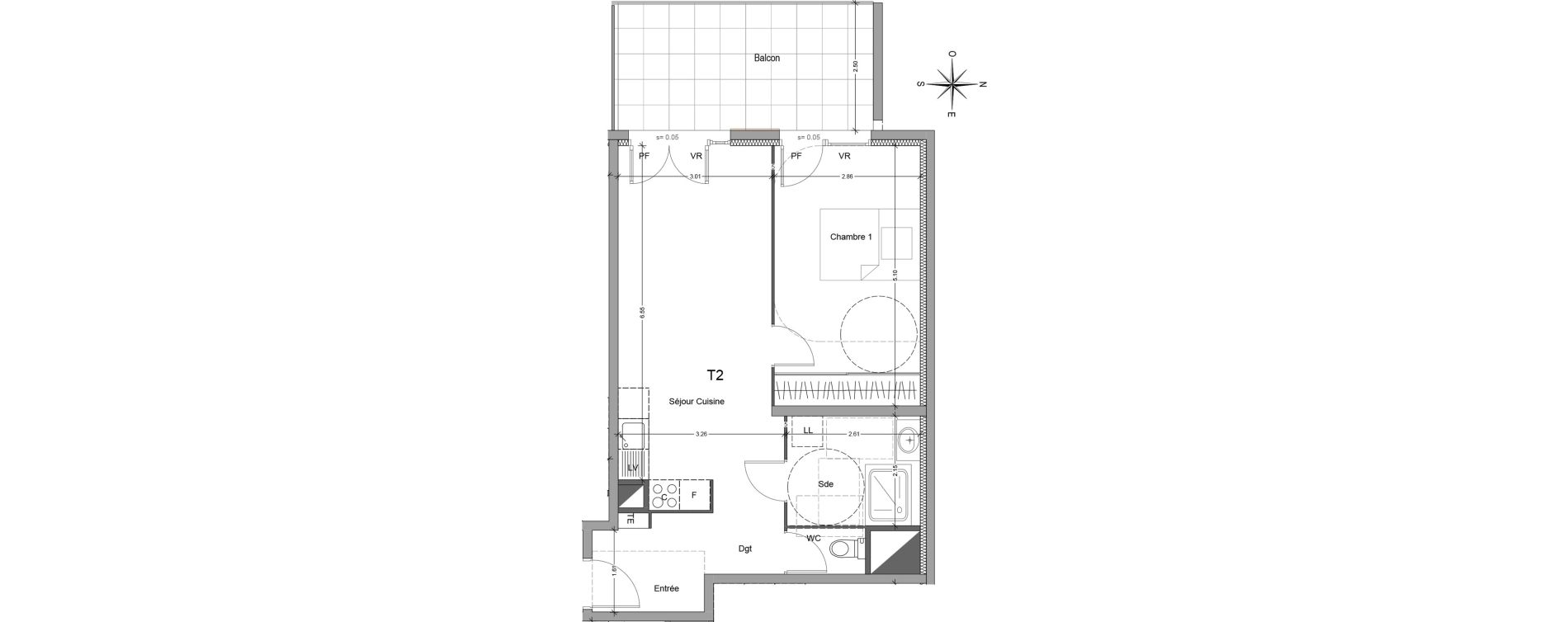 Appartement T2 de 47,28 m2 &agrave; Mori&egrave;res-L&egrave;s-Avignon Hameaux du vallon
