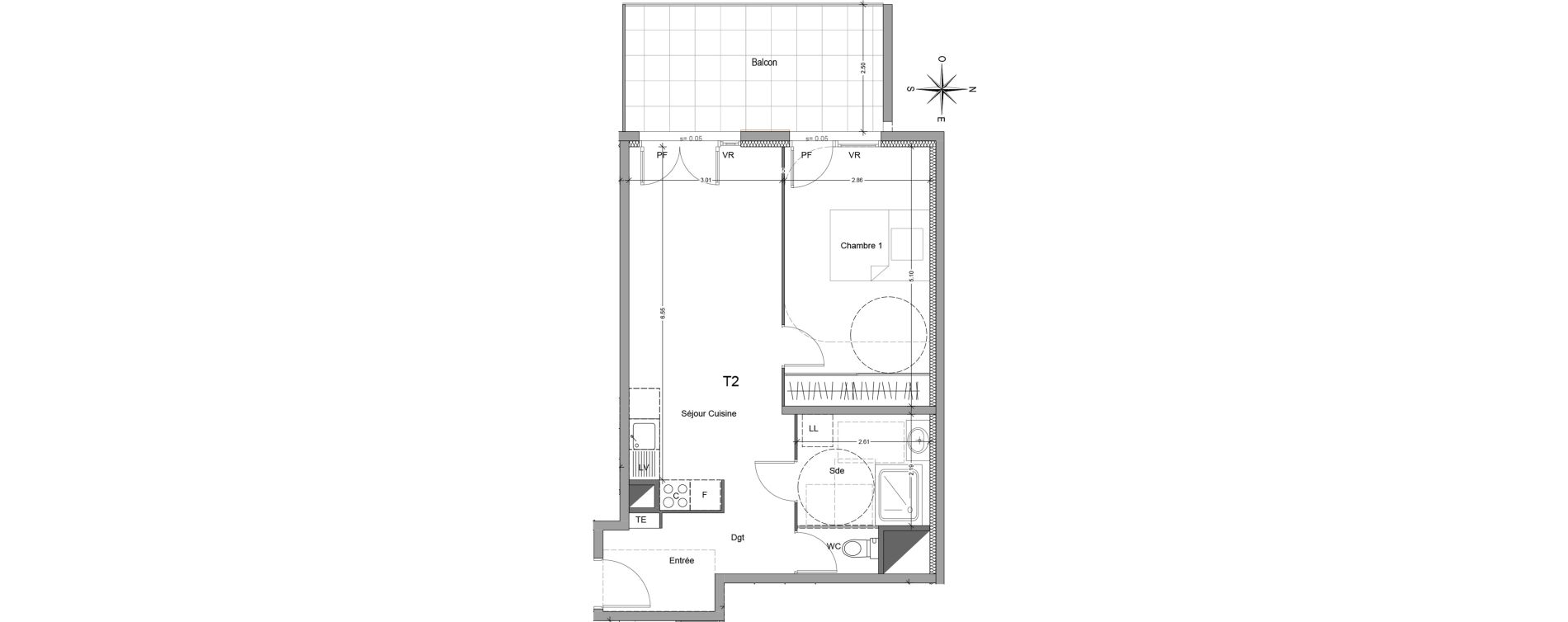 Appartement T2 de 47,42 m2 &agrave; Mori&egrave;res-L&egrave;s-Avignon Hameaux du vallon