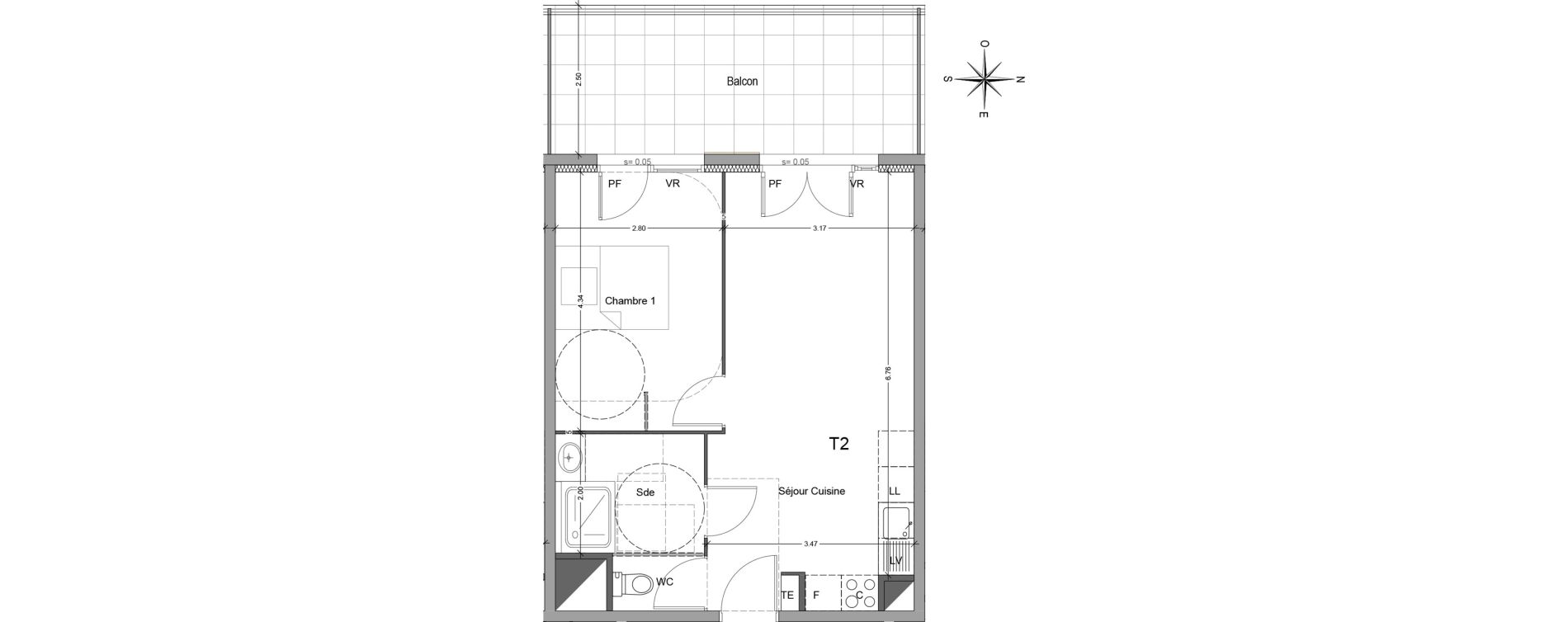 Appartement T2 de 41,78 m2 &agrave; Mori&egrave;res-L&egrave;s-Avignon Hameaux du vallon