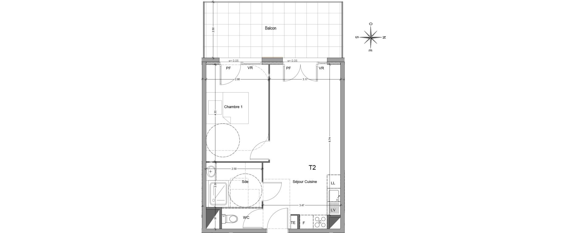 Appartement T2 de 41,88 m2 &agrave; Mori&egrave;res-L&egrave;s-Avignon Hameaux du vallon