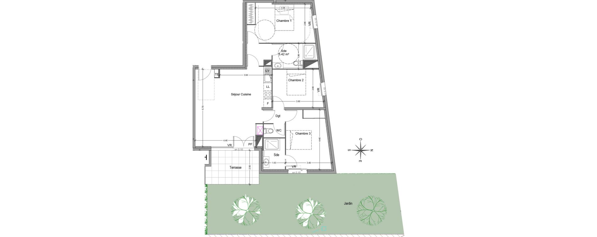 Appartement T4 de 81,14 m2 &agrave; Mori&egrave;res-L&egrave;s-Avignon Hameaux du vallon