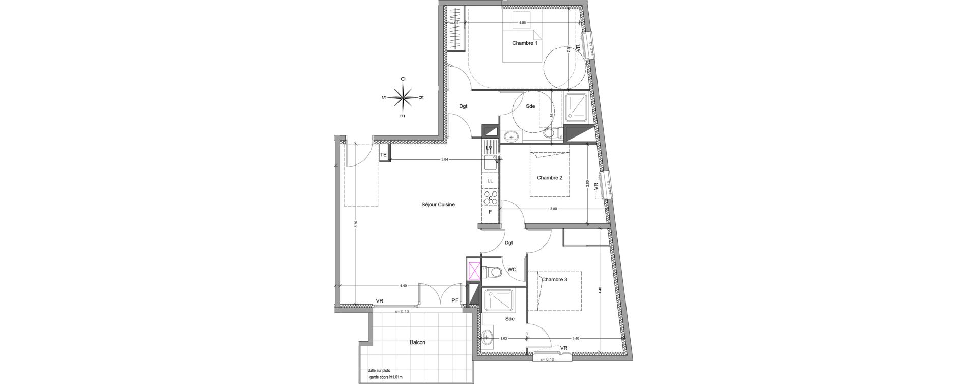 Appartement T4 de 81,44 m2 &agrave; Mori&egrave;res-L&egrave;s-Avignon Hameaux du vallon