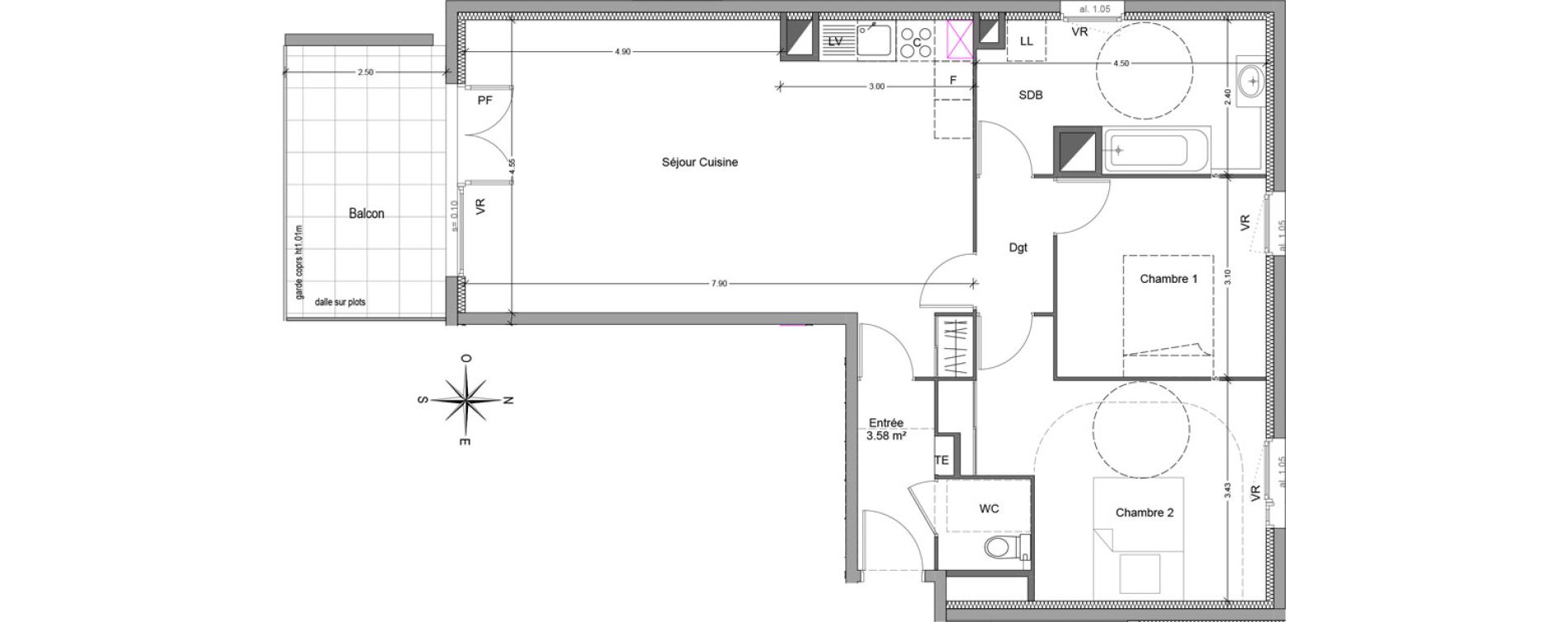 Appartement T3 de 79,99 m2 &agrave; Mori&egrave;res-L&egrave;s-Avignon Hameaux du vallon