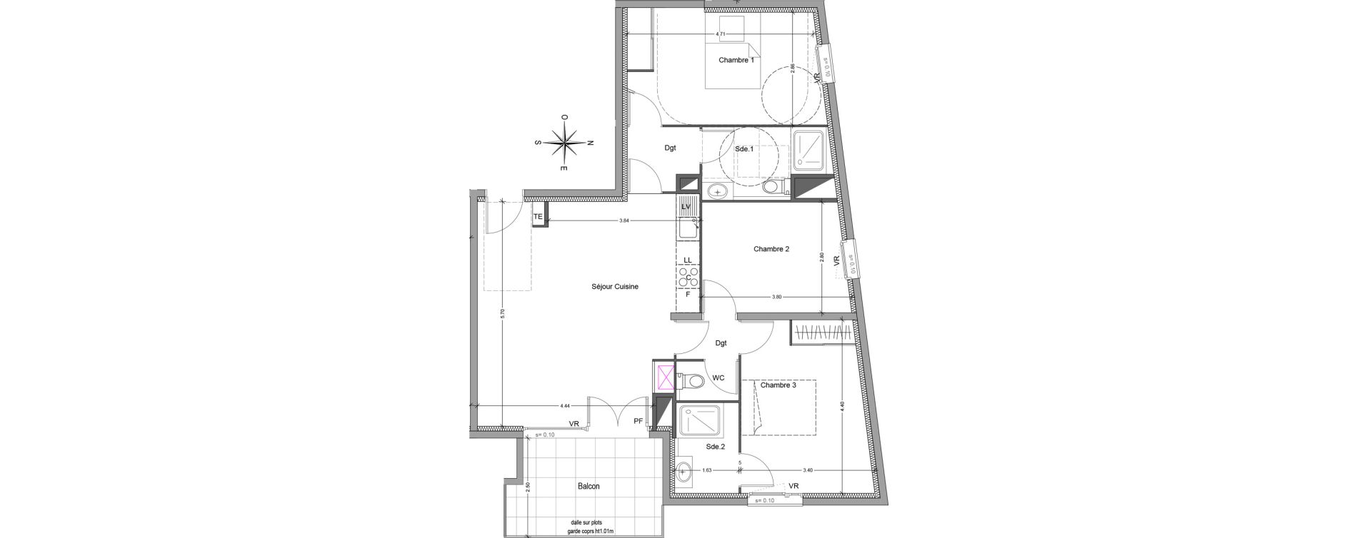 Appartement T4 de 81,43 m2 &agrave; Mori&egrave;res-L&egrave;s-Avignon Hameaux du vallon