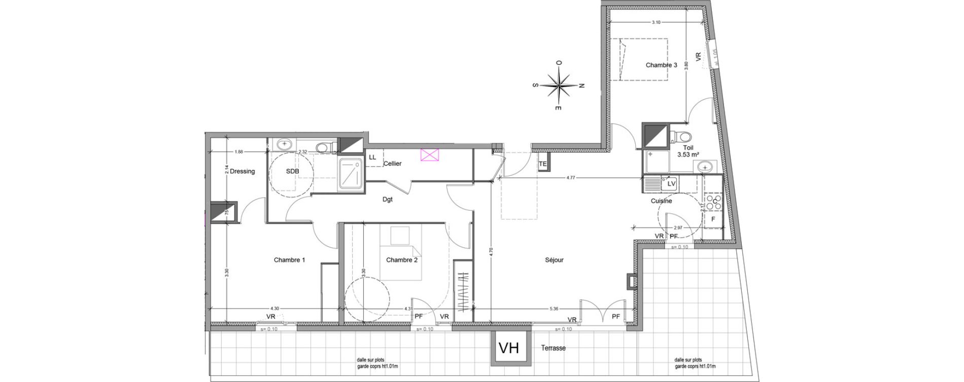 Appartement T4 de 100,24 m2 &agrave; Mori&egrave;res-L&egrave;s-Avignon Hameaux du vallon