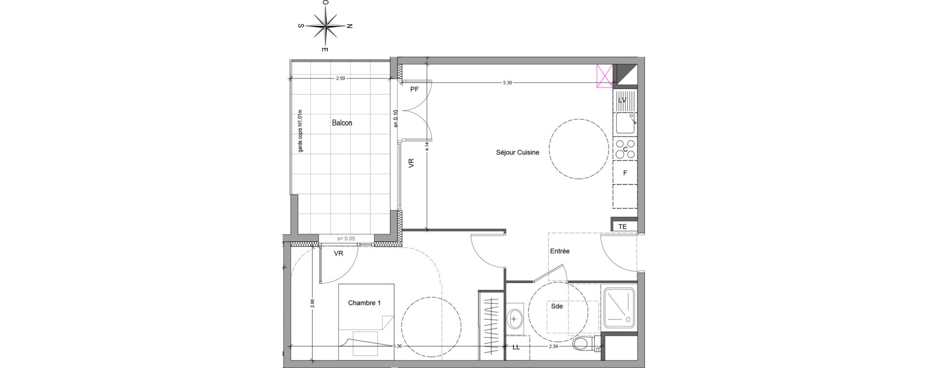 Appartement T2 de 49,39 m2 &agrave; Mori&egrave;res-L&egrave;s-Avignon Hameaux du vallon