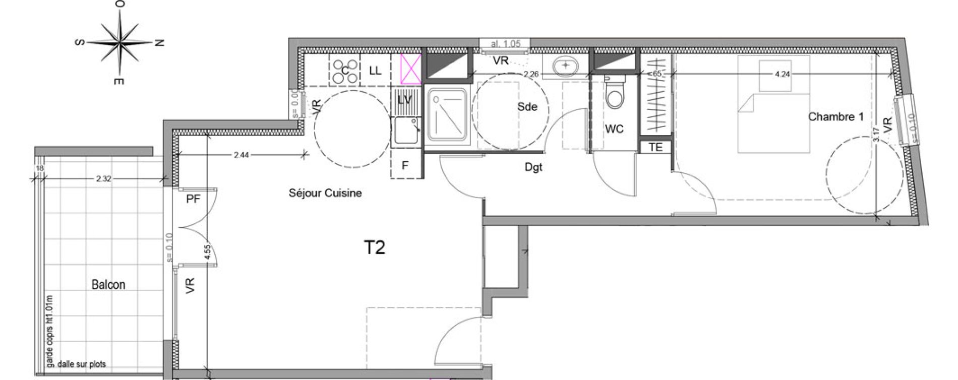 Appartement T2 de 55,58 m2 &agrave; Mori&egrave;res-L&egrave;s-Avignon Hameaux du vallon