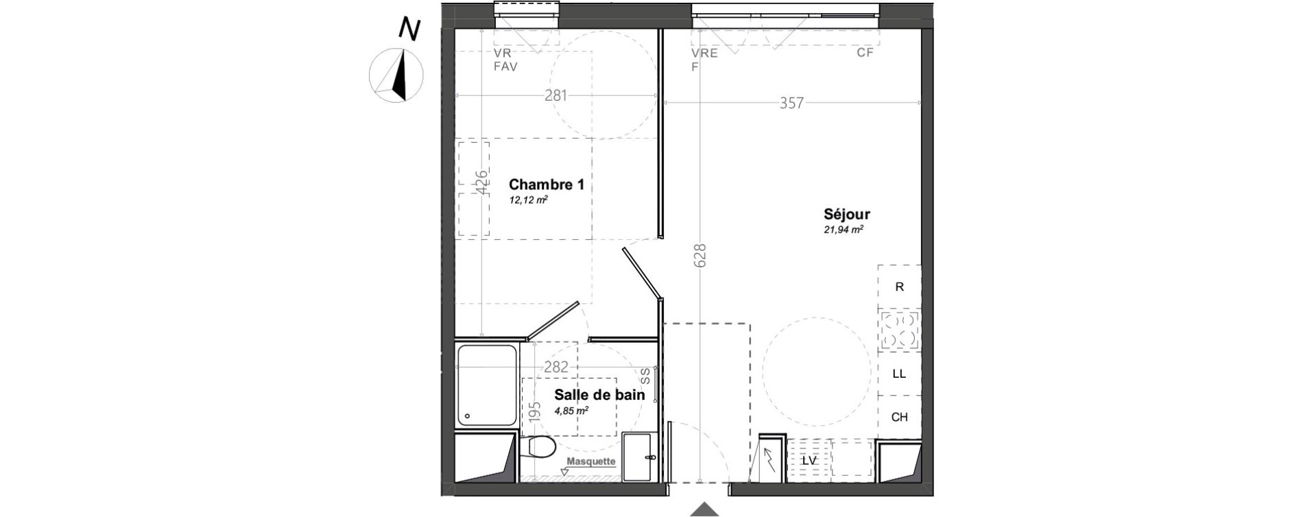 Appartement T2 de 38,91 m2 &agrave; Orange Le jonquier - nogent
