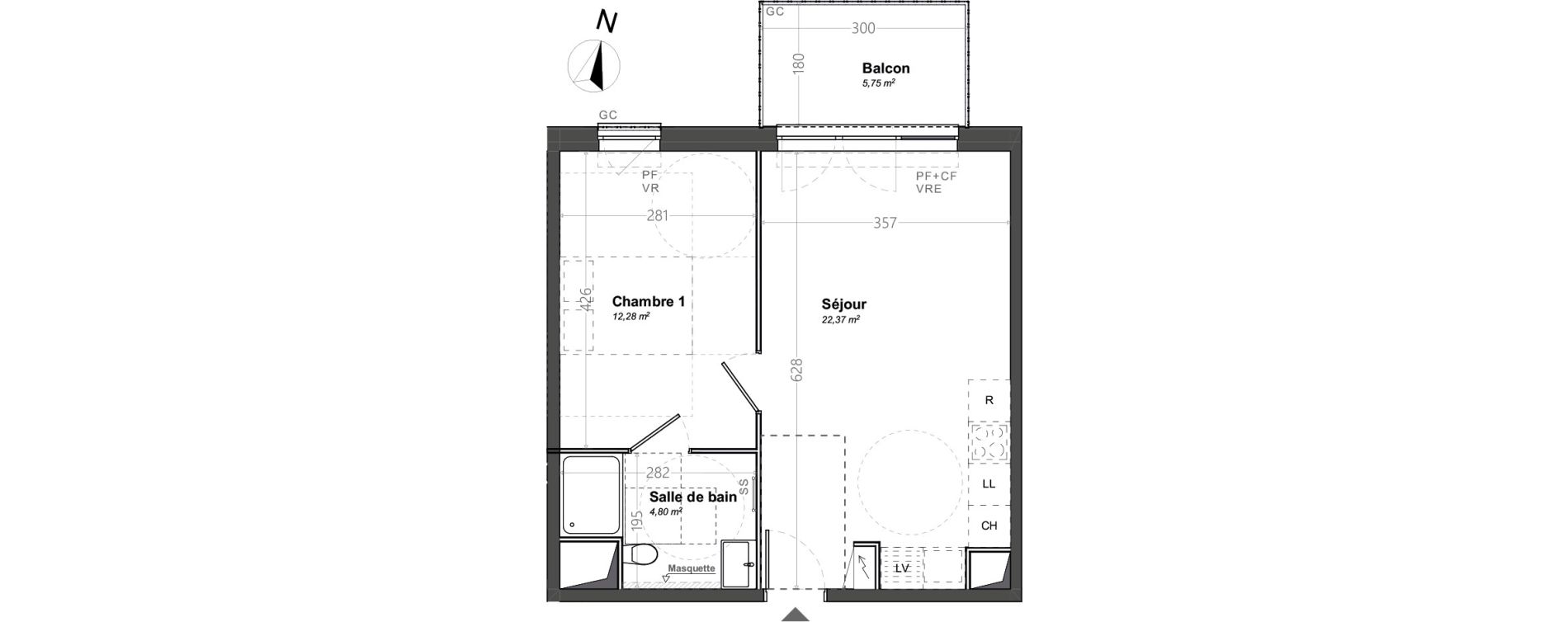 Appartement T2 de 39,45 m2 &agrave; Orange Le jonquier - nogent