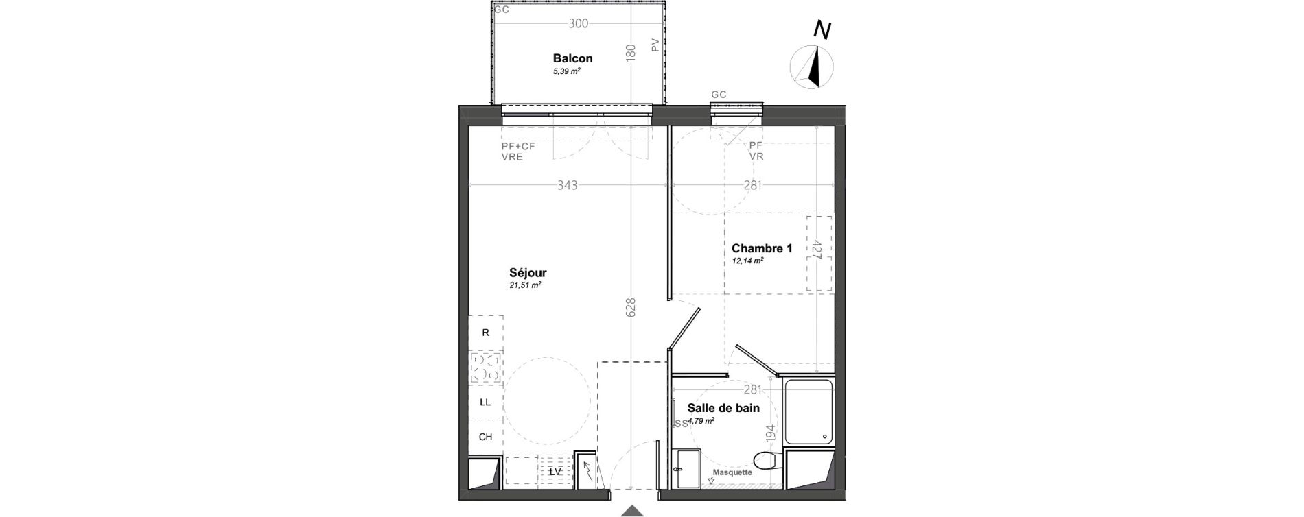 Appartement T2 de 38,44 m2 &agrave; Orange Le jonquier - nogent