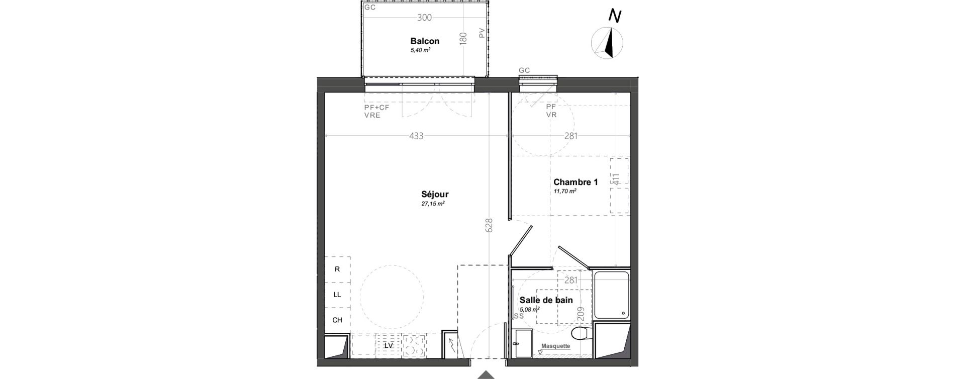 Appartement T2 de 43,93 m2 &agrave; Orange Le jonquier - nogent