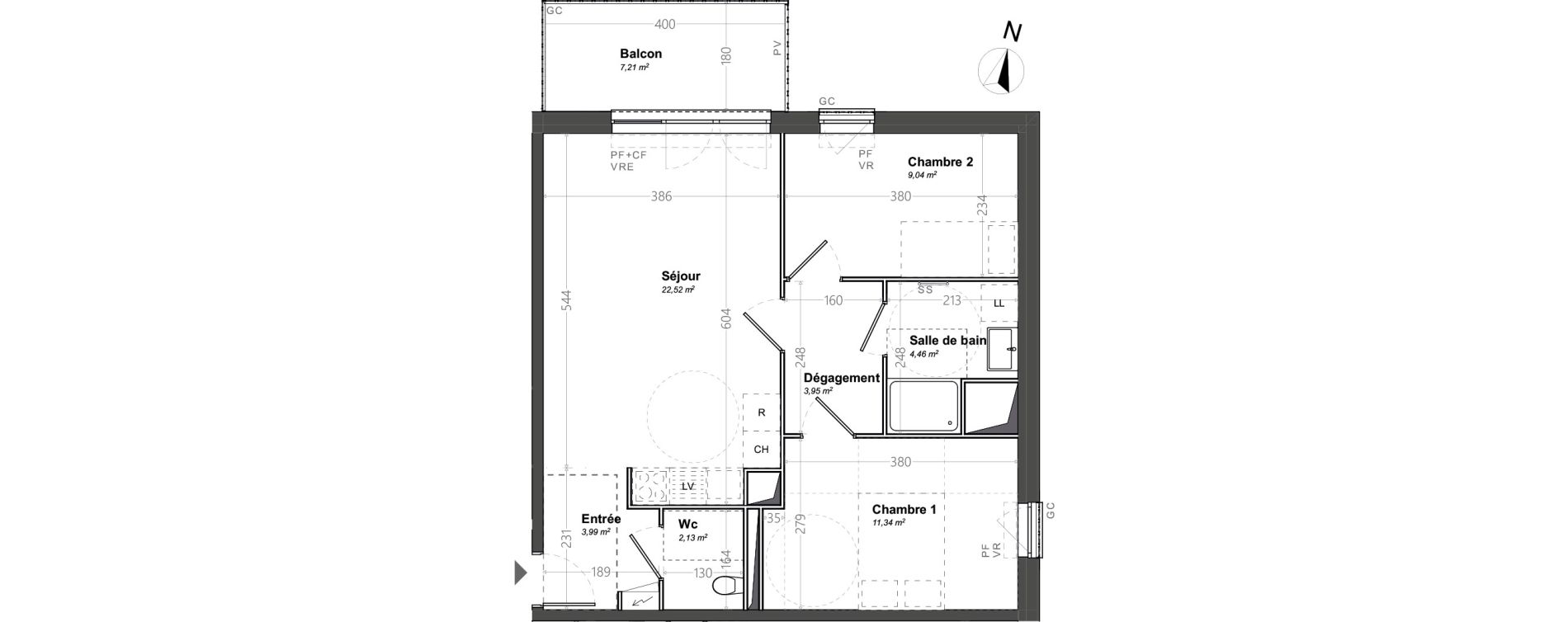 Appartement T3 de 57,43 m2 &agrave; Orange Le jonquier - nogent