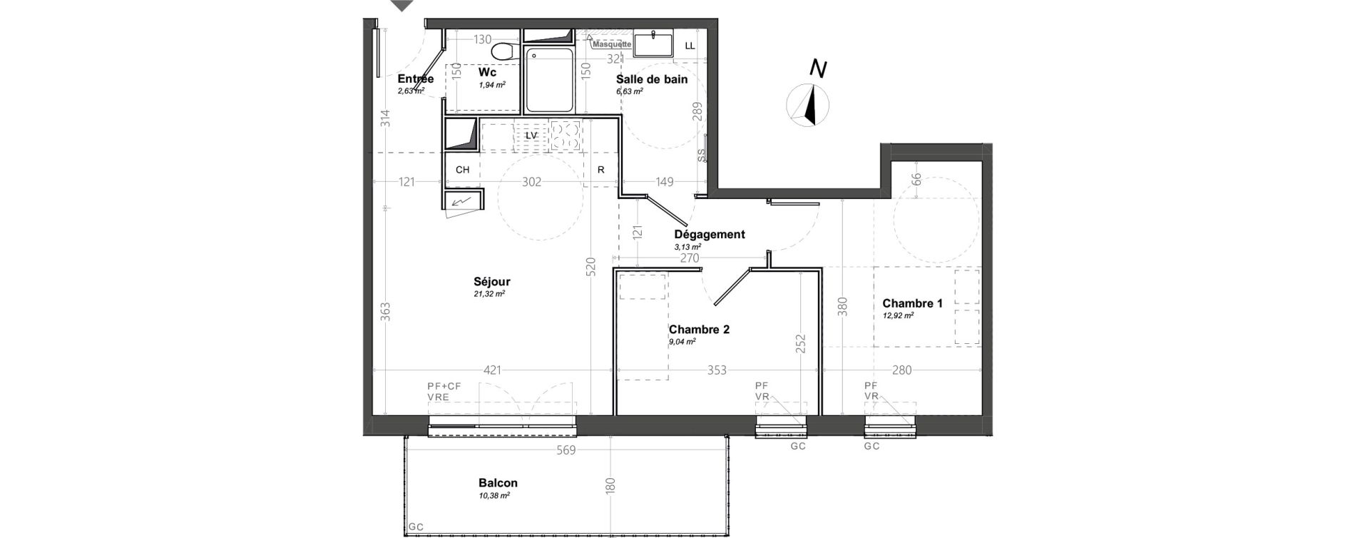 Appartement T3 de 57,61 m2 &agrave; Orange Le jonquier - nogent