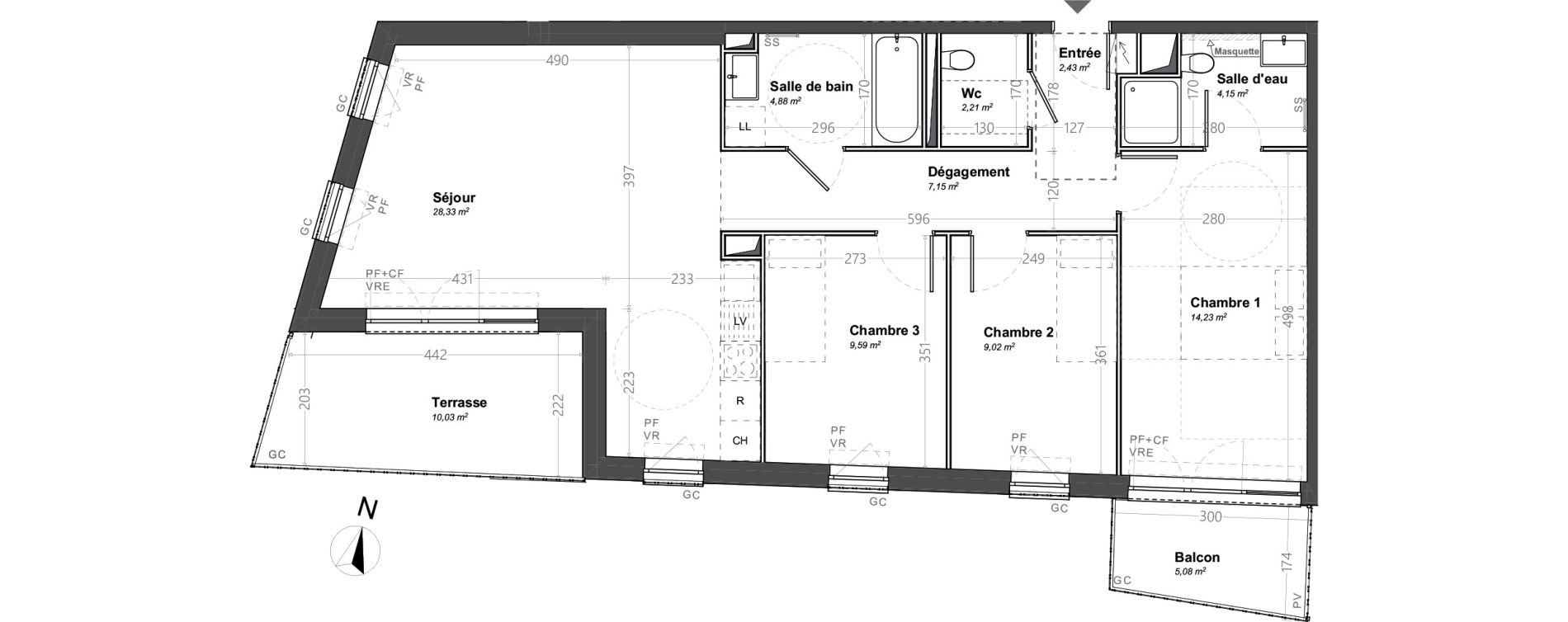 Appartement T4 de 81,99 m2 &agrave; Orange Le jonquier - nogent