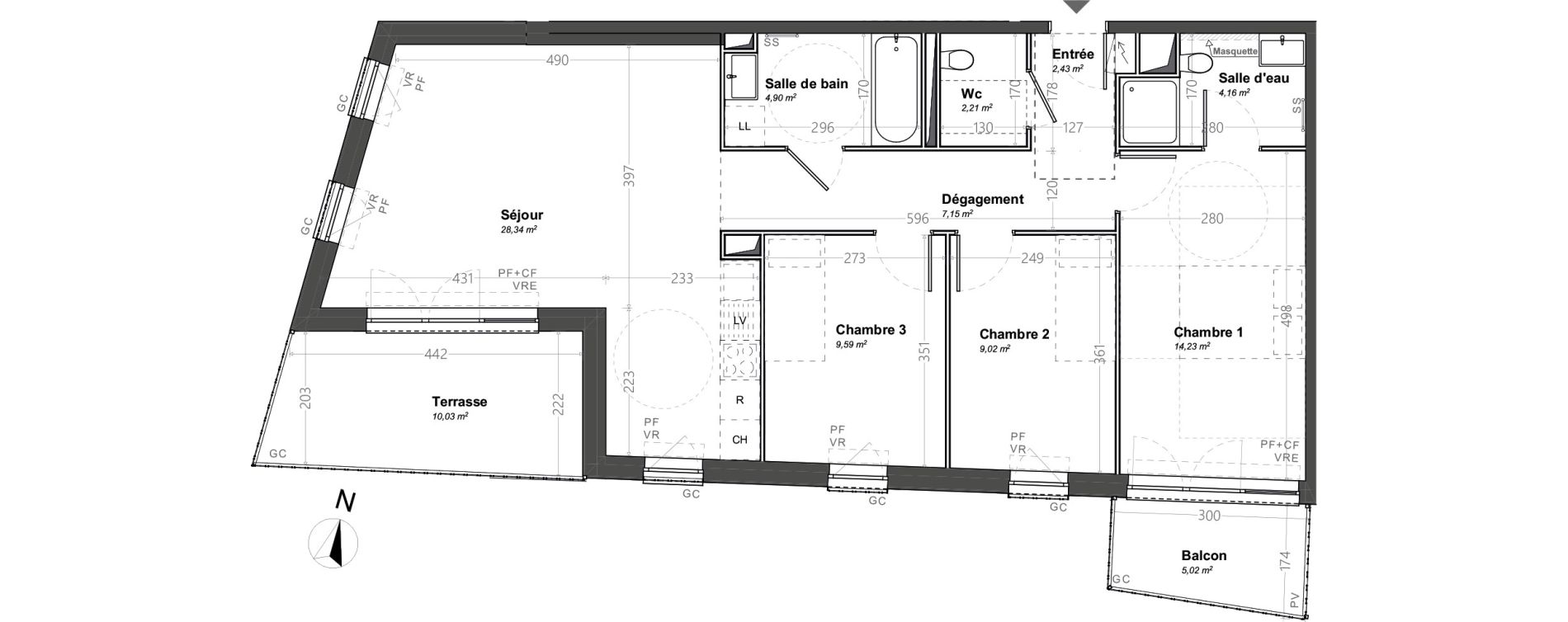 Appartement T4 de 82,03 m2 &agrave; Orange Le jonquier - nogent