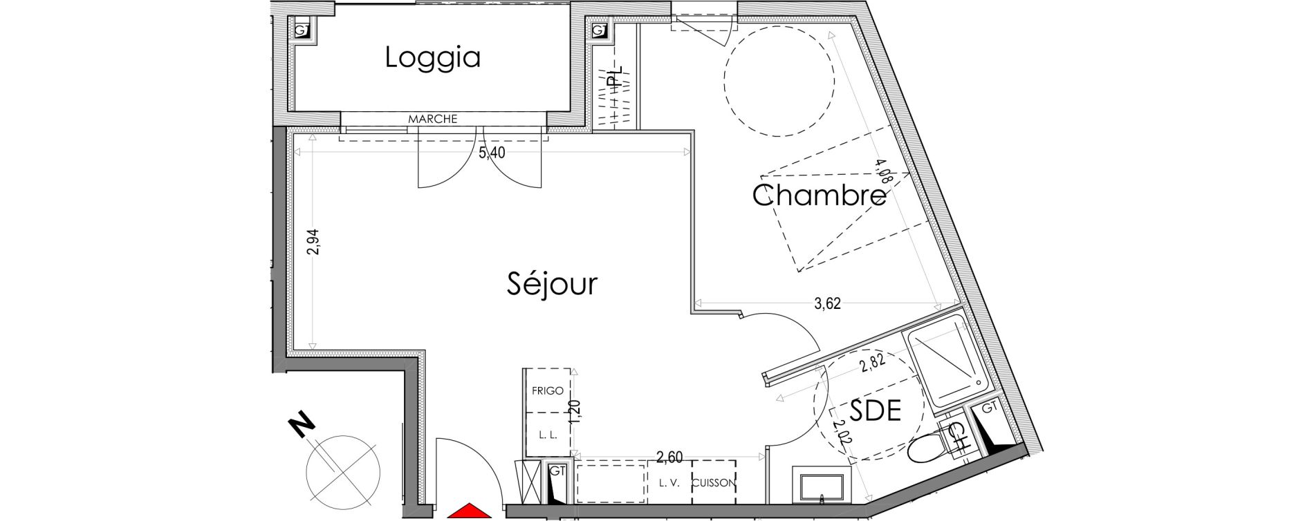Appartement T2 de 45,59 m2 &agrave; Orange Les sables