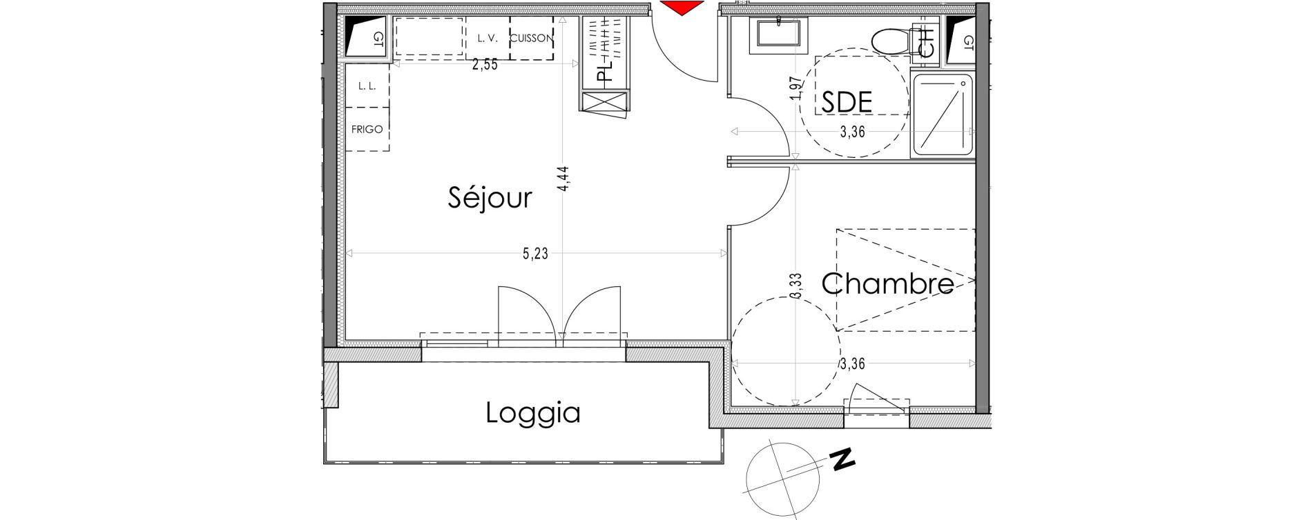 Appartement T2 de 39,96 m2 &agrave; Orange Les sables