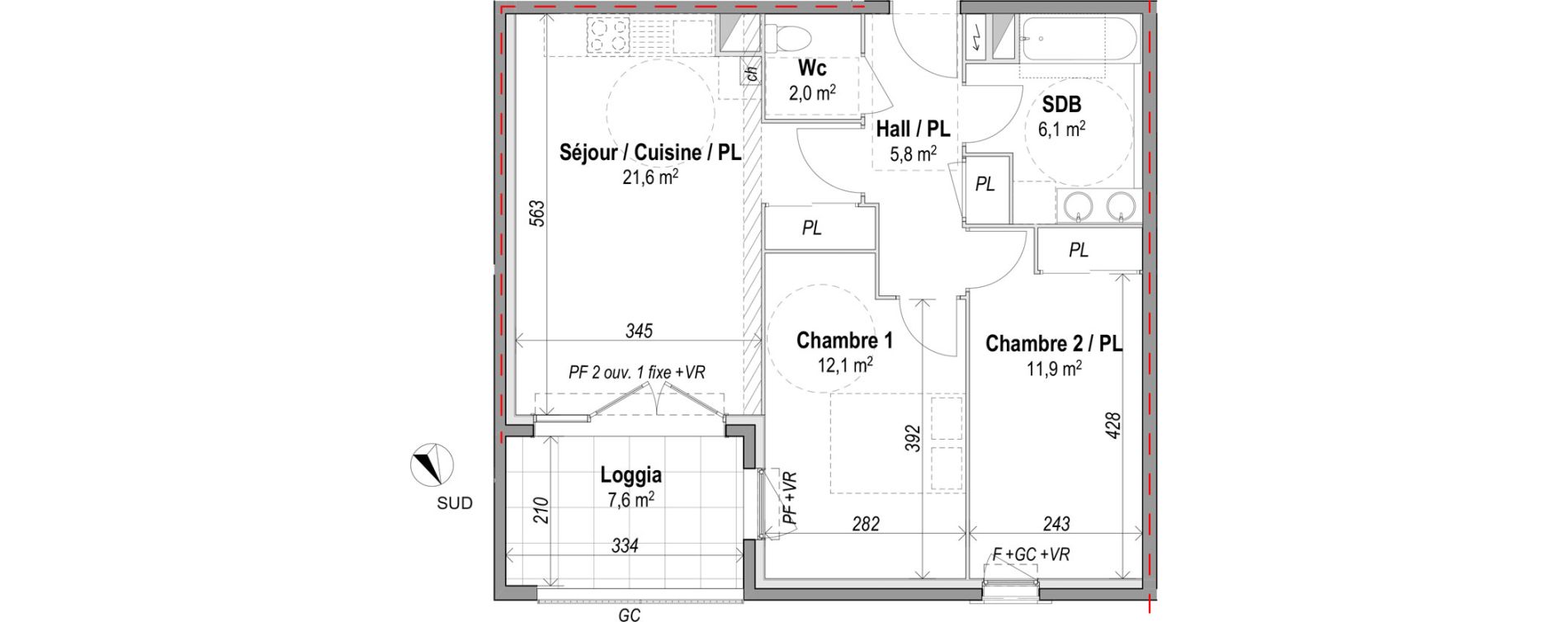 Appartement T3 de 59,50 m2 &agrave; Orange Le jonquier - nogent