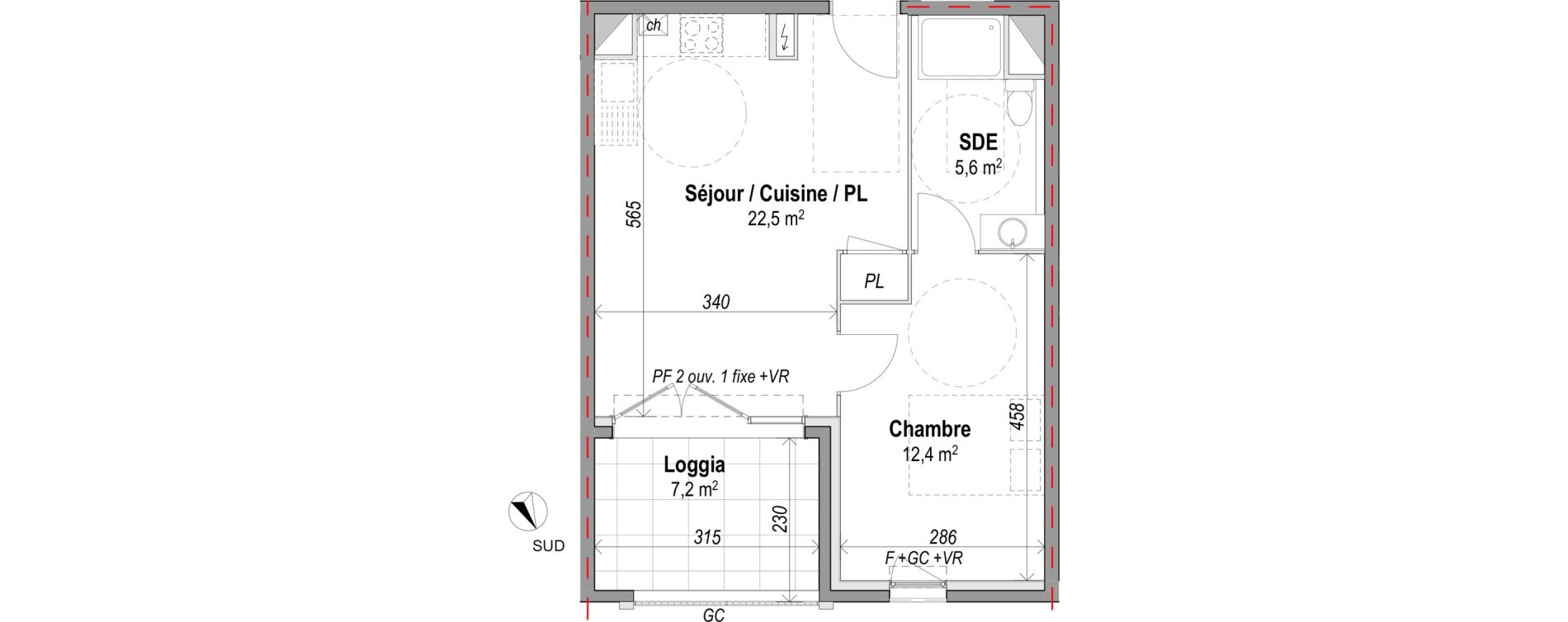 Appartement T2 de 40,50 m2 &agrave; Orange Le jonquier - nogent