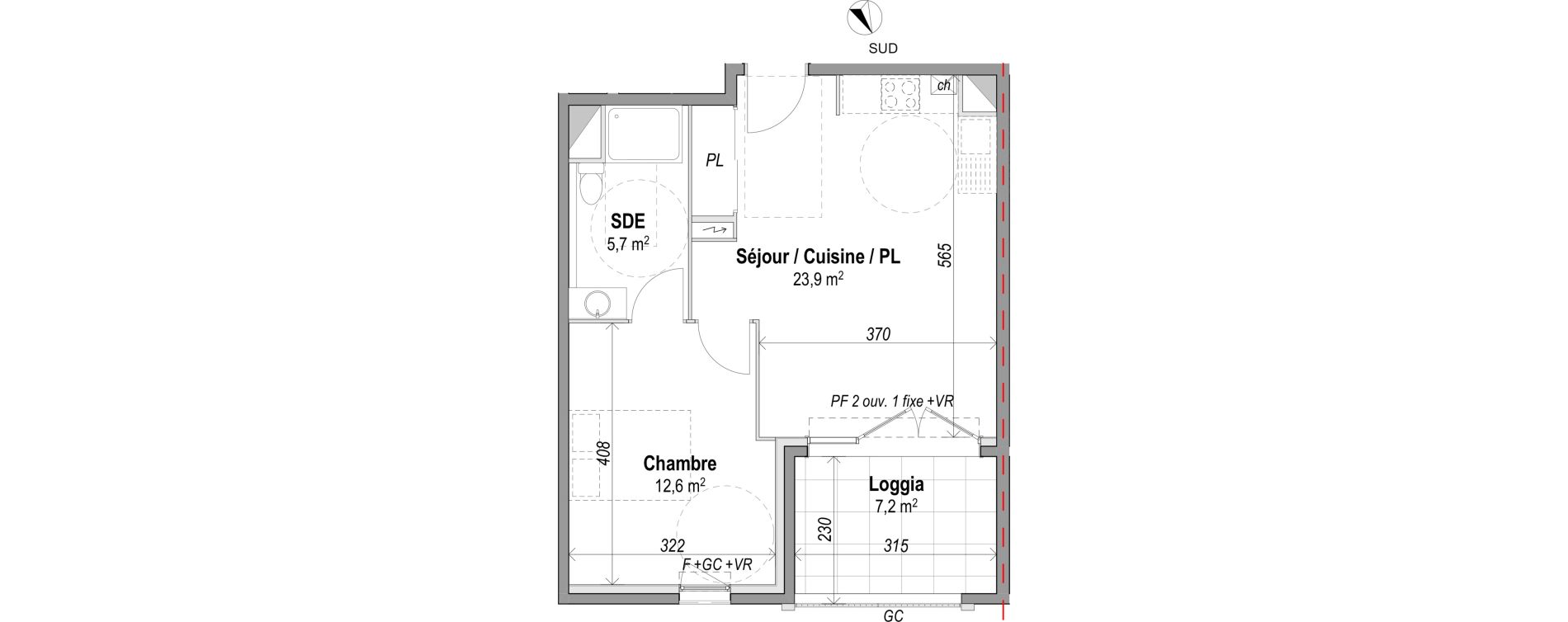 Appartement T2 de 42,20 m2 &agrave; Orange Le jonquier - nogent