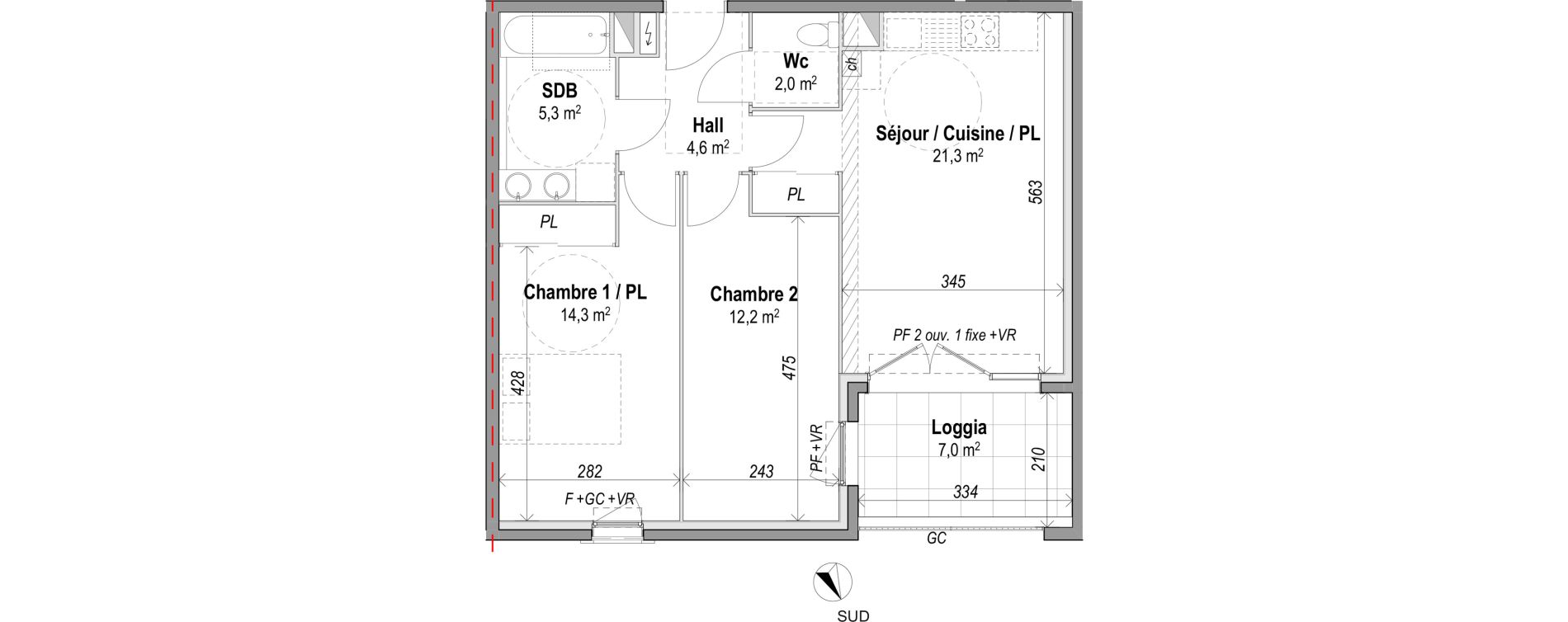 Appartement T3 de 59,70 m2 &agrave; Orange Le jonquier - nogent