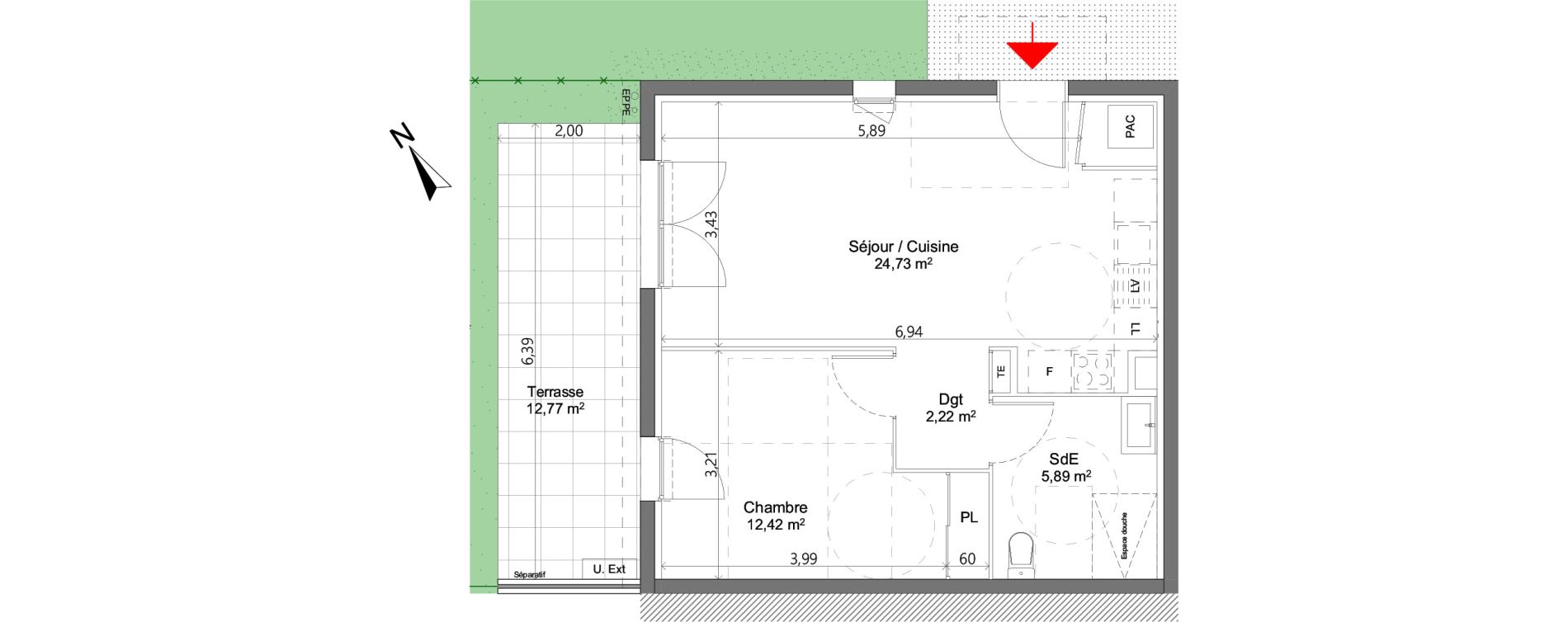 Appartement T2 de 45,26 m2 &agrave; Pertuis Centre