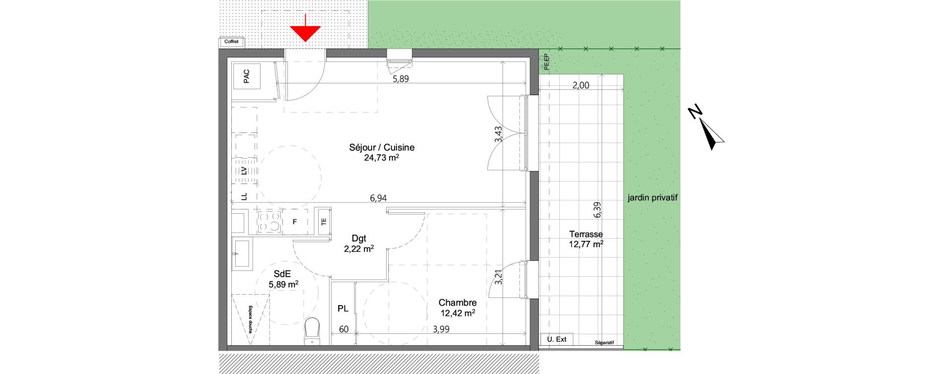 Appartement T2 de 45,26 m2 &agrave; Pertuis Centre